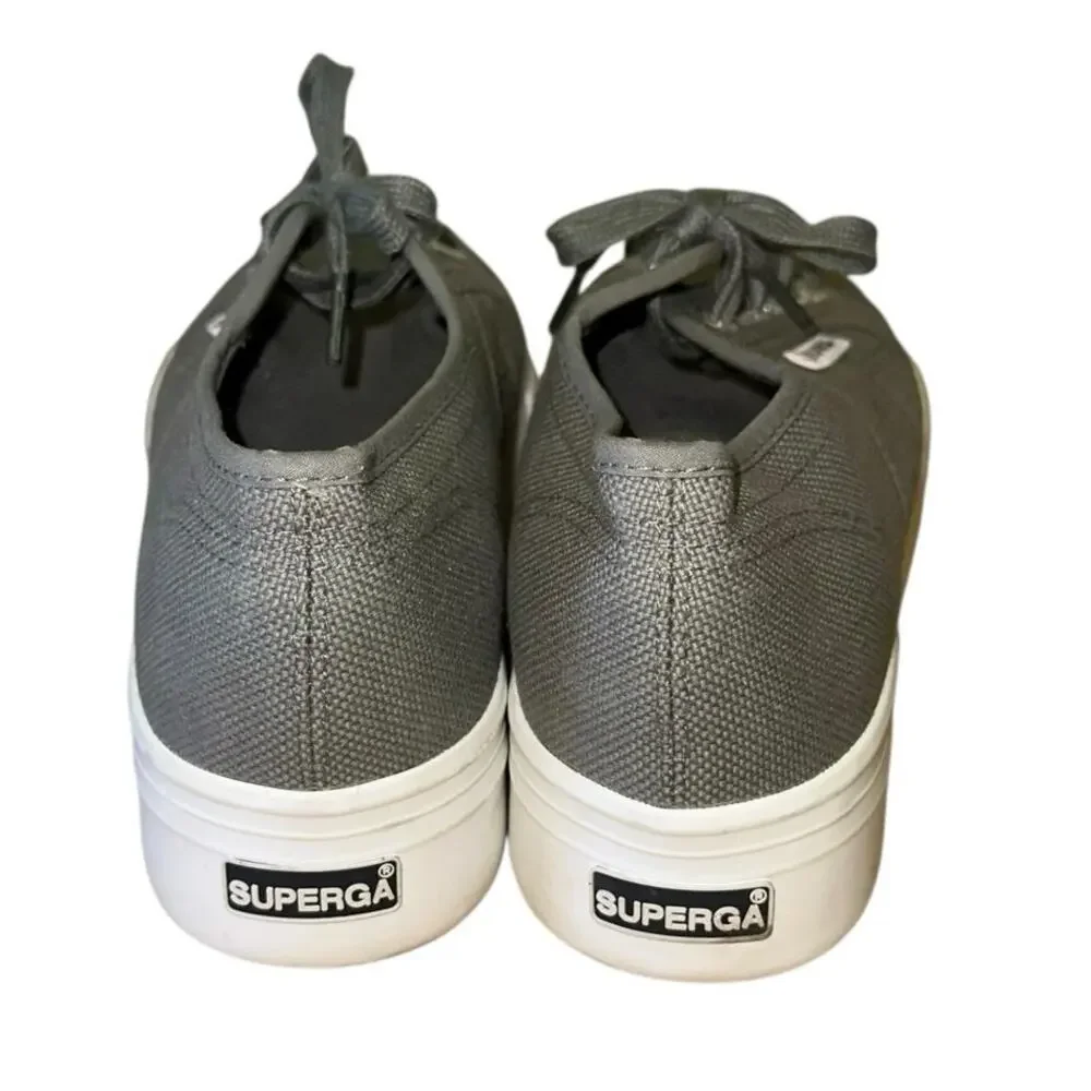 Superga 2790 Platform Sneakers Gray Canvas‎ 8W EU 39 Chunky Sole Casual